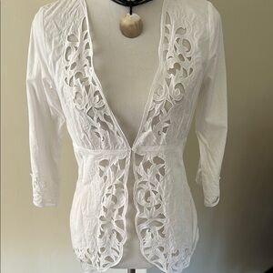 White Lace Open Cardigan